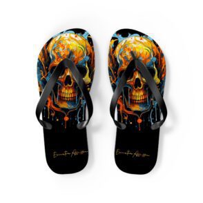 Skull Art Flip Flops - Vibrant Summer Footwear for Beach Lovers