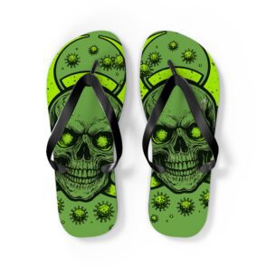 Edgy Skull Graphic Flip Flops - Summer Beach Footwear